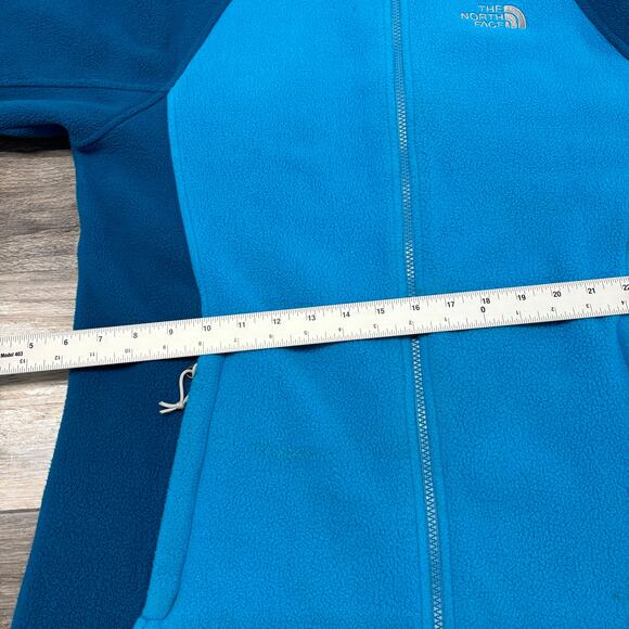 The North Face Teal‎ Blue Womens Large Full Zip Mock Neck Fleece Jacket Gorpcore - Picture 4 of 13